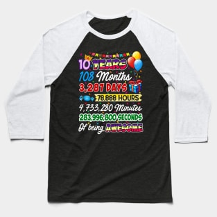 10 Years Old Being Awesome 10th Birthday Baseball T-Shirt